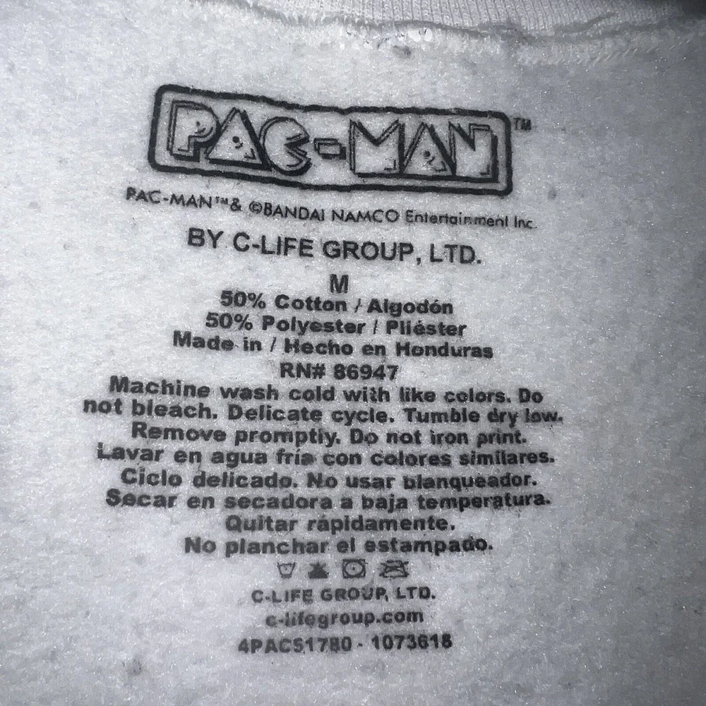 Pac-Man C-Life Sweater Men's Size M White Graphic 